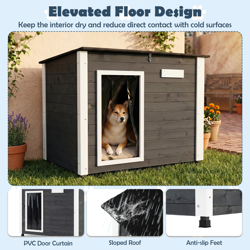 Wooden Dog House Outdoor with Natural Spruce Wood Frame Removable Floor - view 8