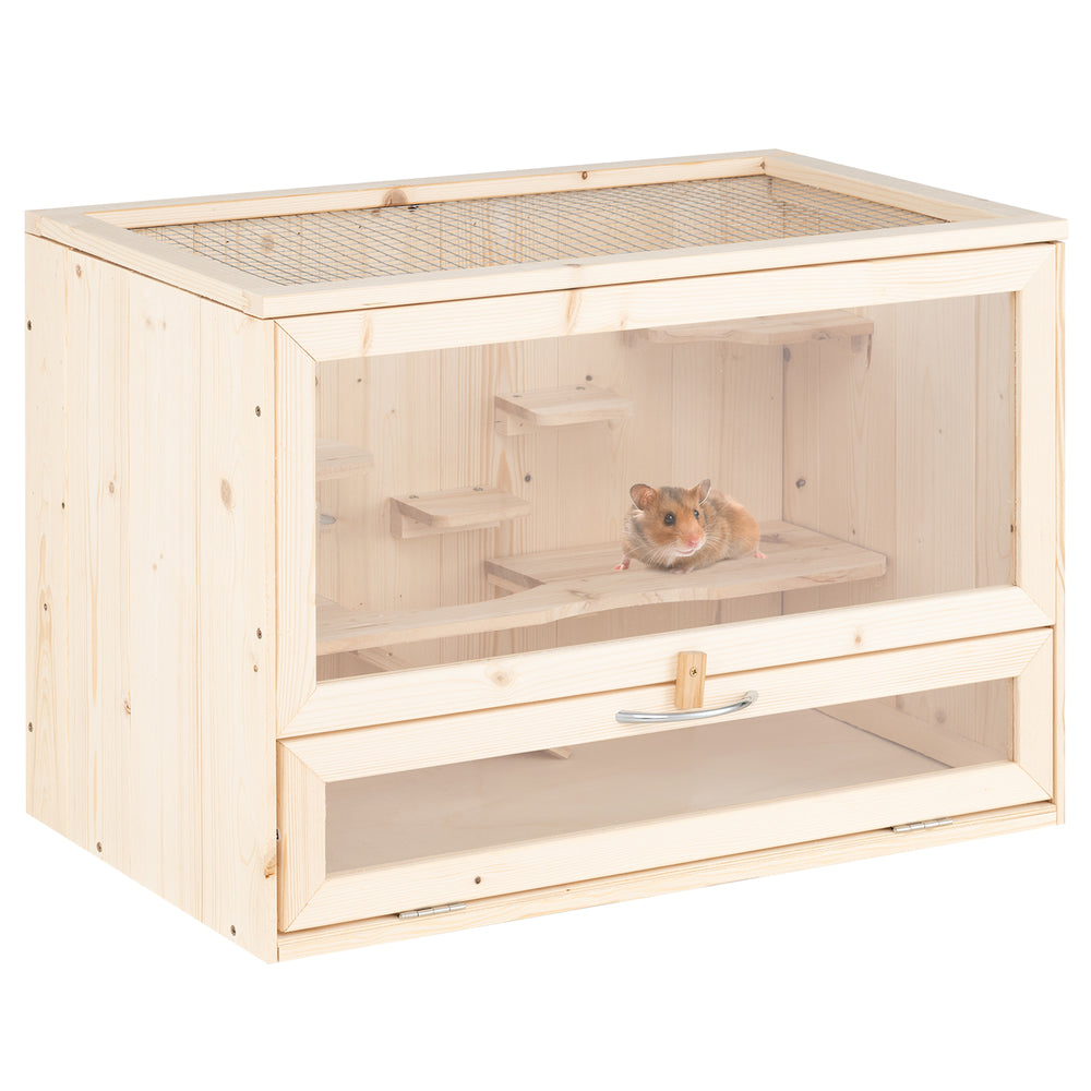 Wooden Hamster Cage with Mesh Flip Roof Dog Crate - view 4