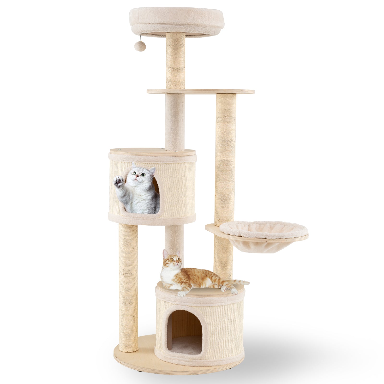 Wooden Kitten Tower with Sisal Scratching Posts and 2 Condos Cat Tree - view 4