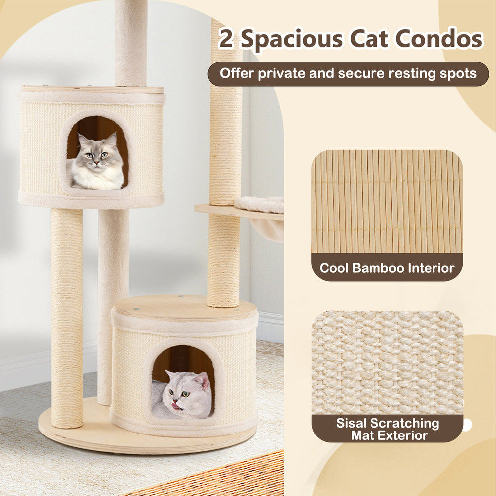 Wooden Kitten Tower with Sisal Scratching Posts and 2 Condos Cat Tree - view 6