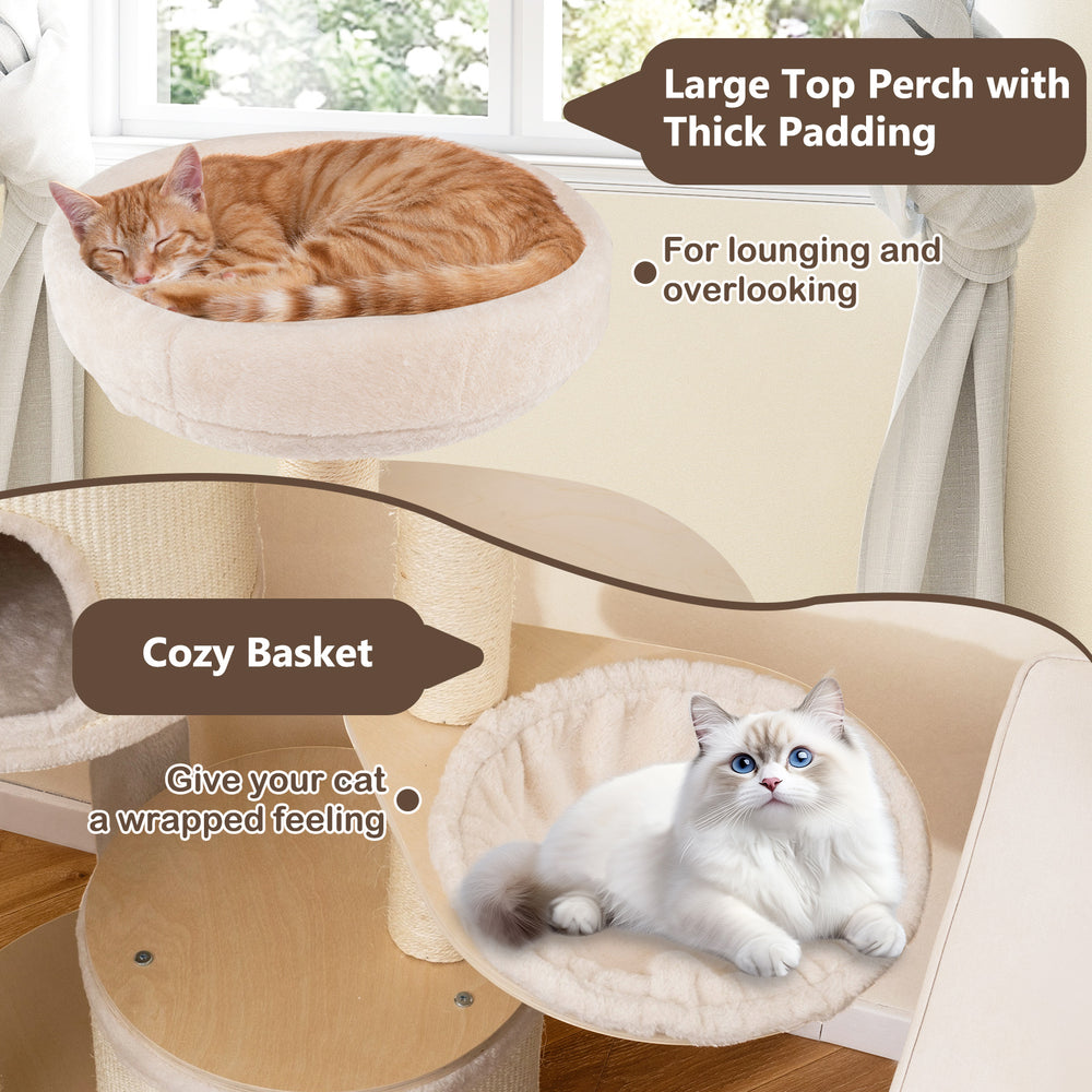Wooden Kitten Tower with Sisal Scratching Posts and 2 Condos Cat Tree - view 7