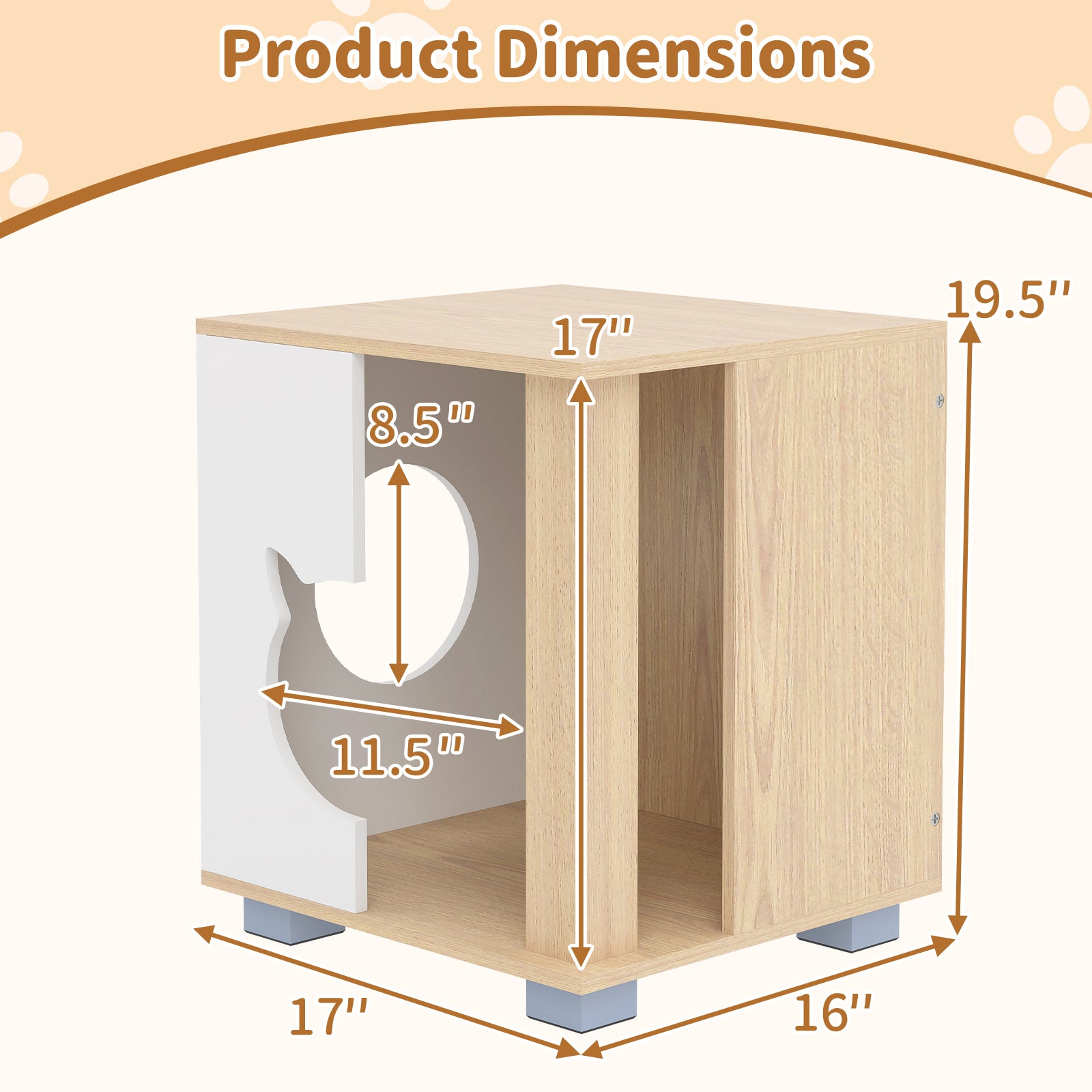 Wooden Semi-enclosed Cat Condo with Kitty Head-shaped Entry and Metal Legs Cat - view 5
