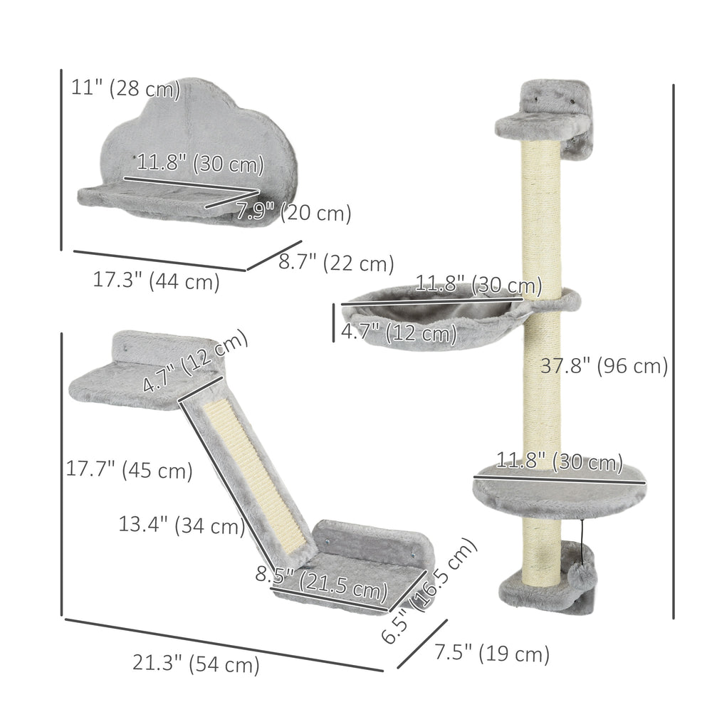 3PCs Cat Shelves with Hammock, Scratching Posts, Platforms Cat Wall Shelf - view 2
