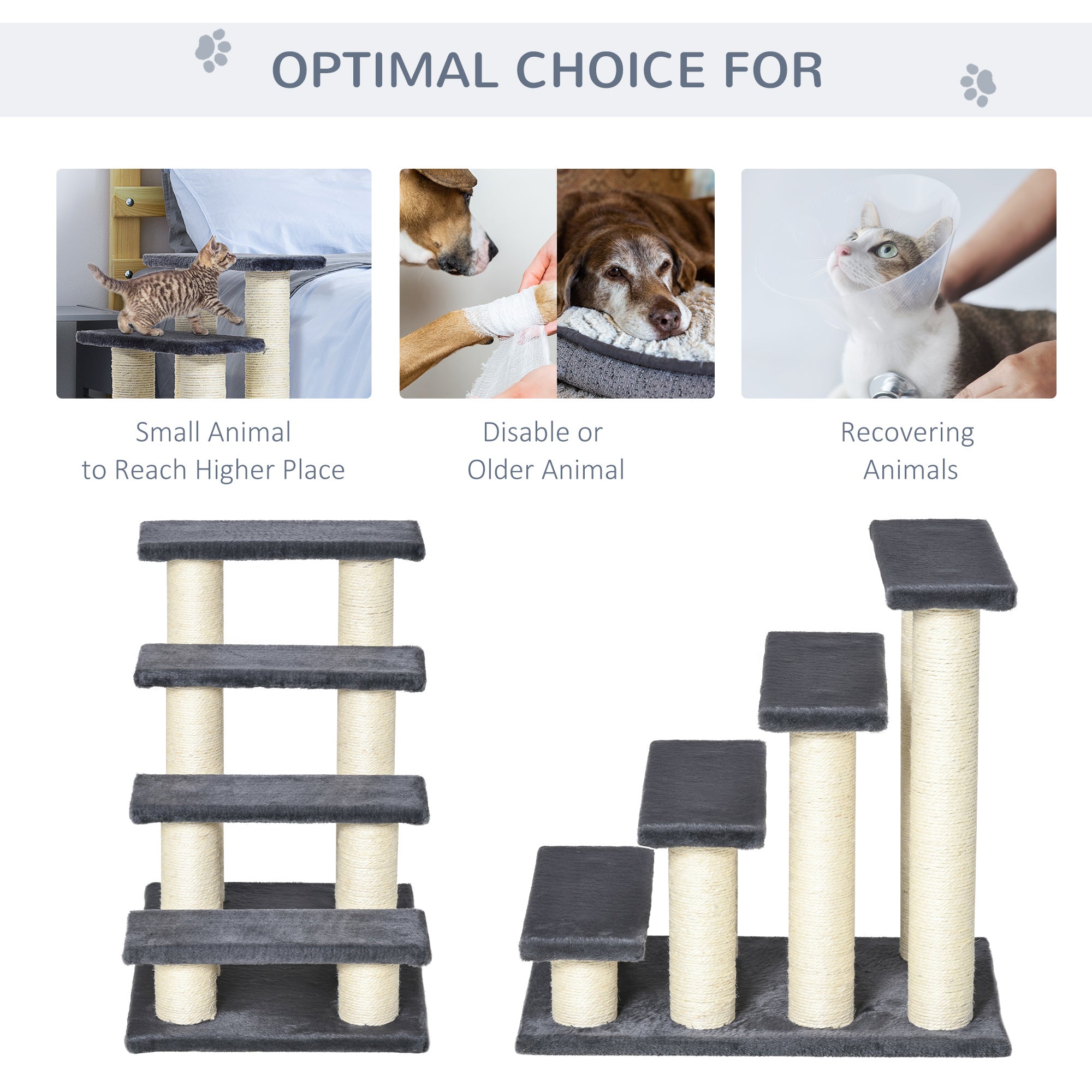 Cat Trees 4 Tier Pet Stairs Dog Cat 4 Steps Kitty Scatching Post Cat Scratch - view 4