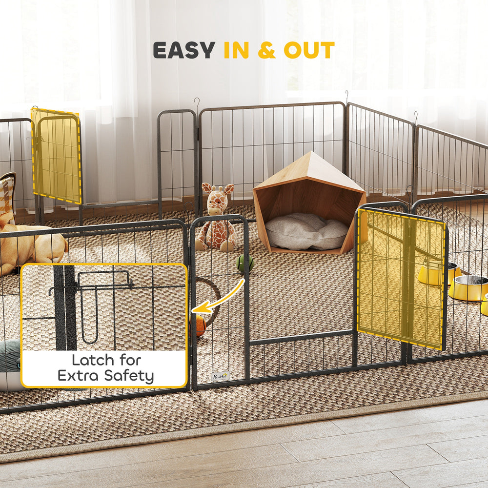 Dog Playpen, 31.5"W Heavy-Duty Metal Puppy Play Pen, Pet Exercise Fences - view 4