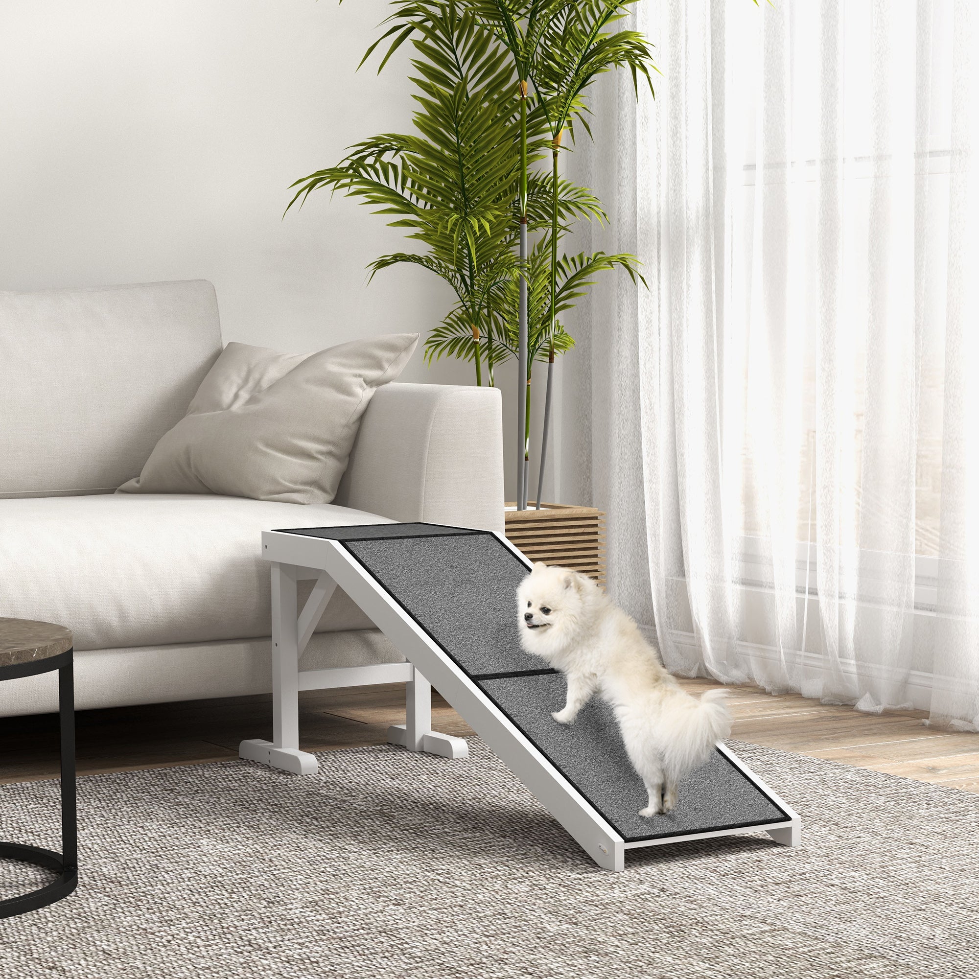 Pet Ramp Bed Steps for Dogs Cats Non-slip Carpet Top Platform Pine Wood 59"L x - view 7