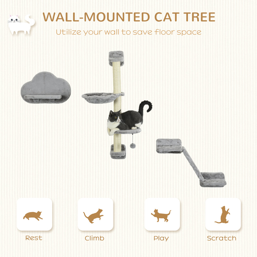 3PCs Cat Shelves with Hammock, Scratching Posts, Platforms Cat Wall Shelf - view 3