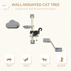 3PCs Cat Shelves with Hammock, Scratching Posts, Platforms Cat Wall Shelf - view 3