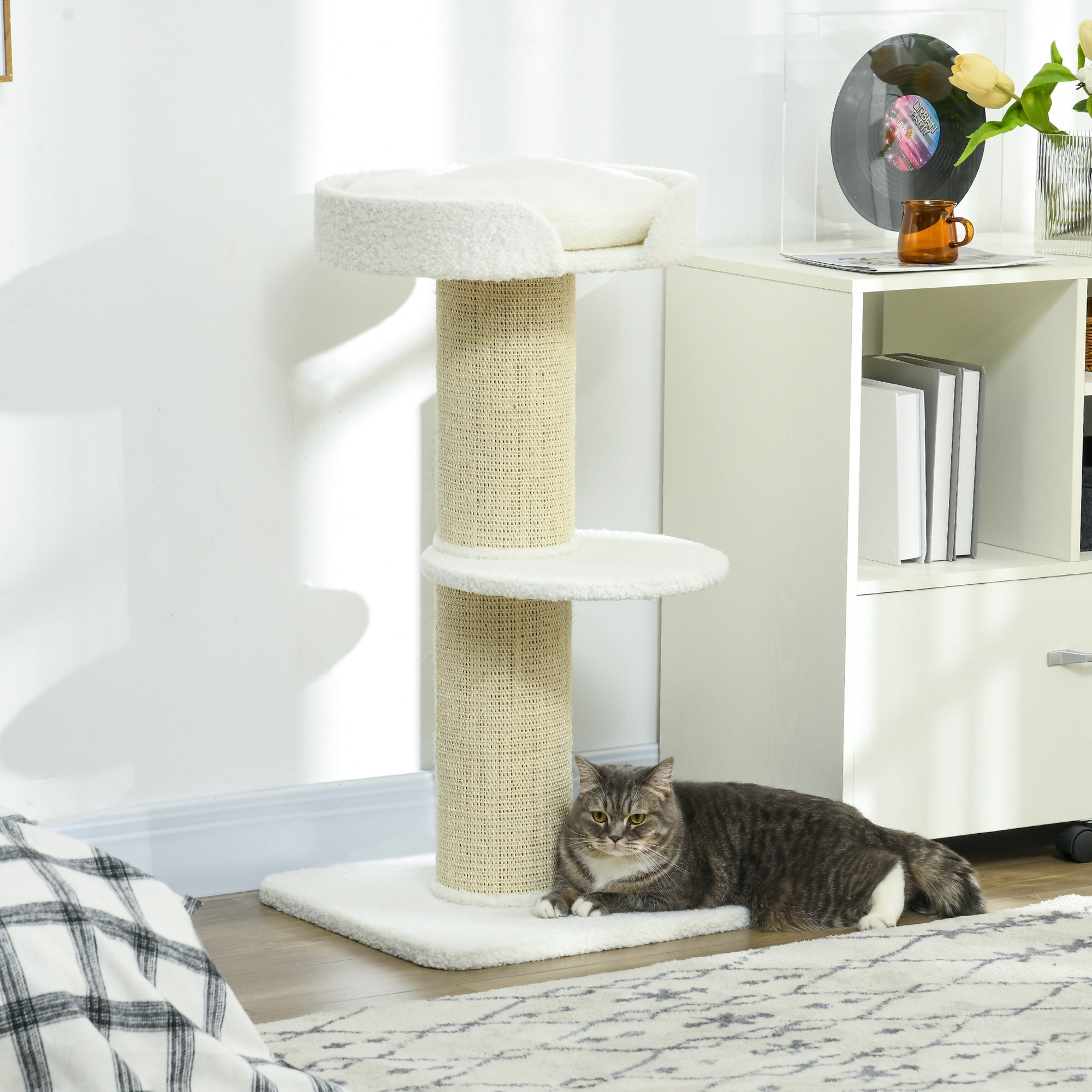 Cat Tree Kitty Tower with Sisal Mat Scratching Post, Cat Bed, Cushion, Perch - view 7