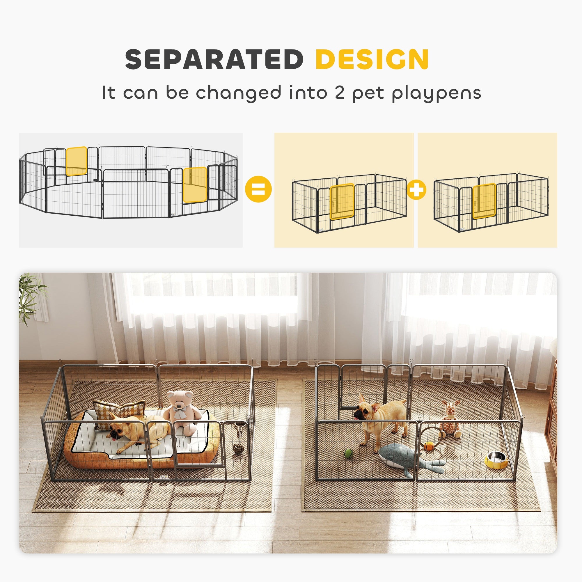 Dog Playpen, 31.5"W Heavy-Duty Metal Puppy Play Pen, Pet Exercise Fences - view 6