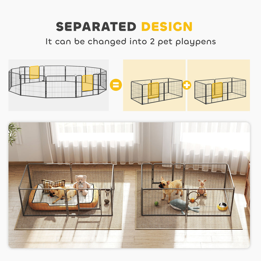 Dog Playpen, 31.5"W Heavy-Duty Metal Puppy Play Pen, Pet Exercise Fences - view 6