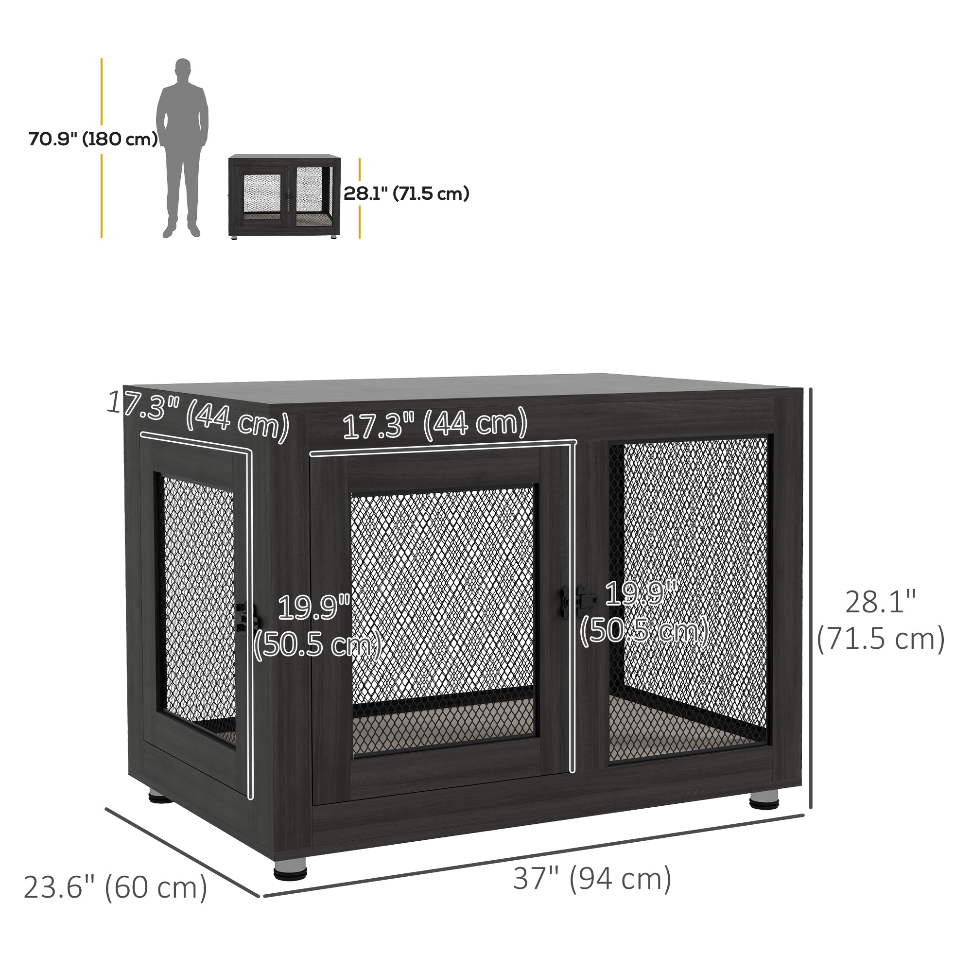 Pet Crate End Table with Water-resistant Cushion or Large Medium Dogs - view 2