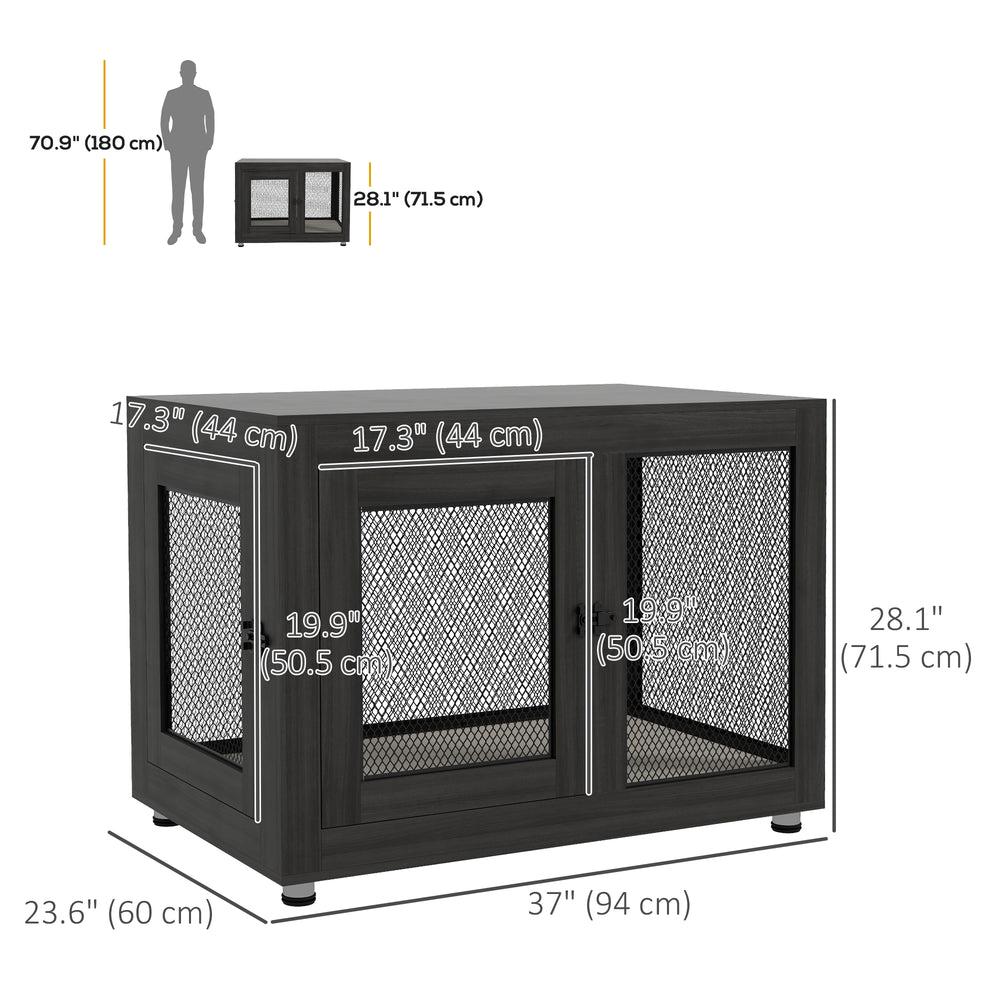 Pet Crate End Table with Water-resistant Cushion or Large Medium Dogs - view 2