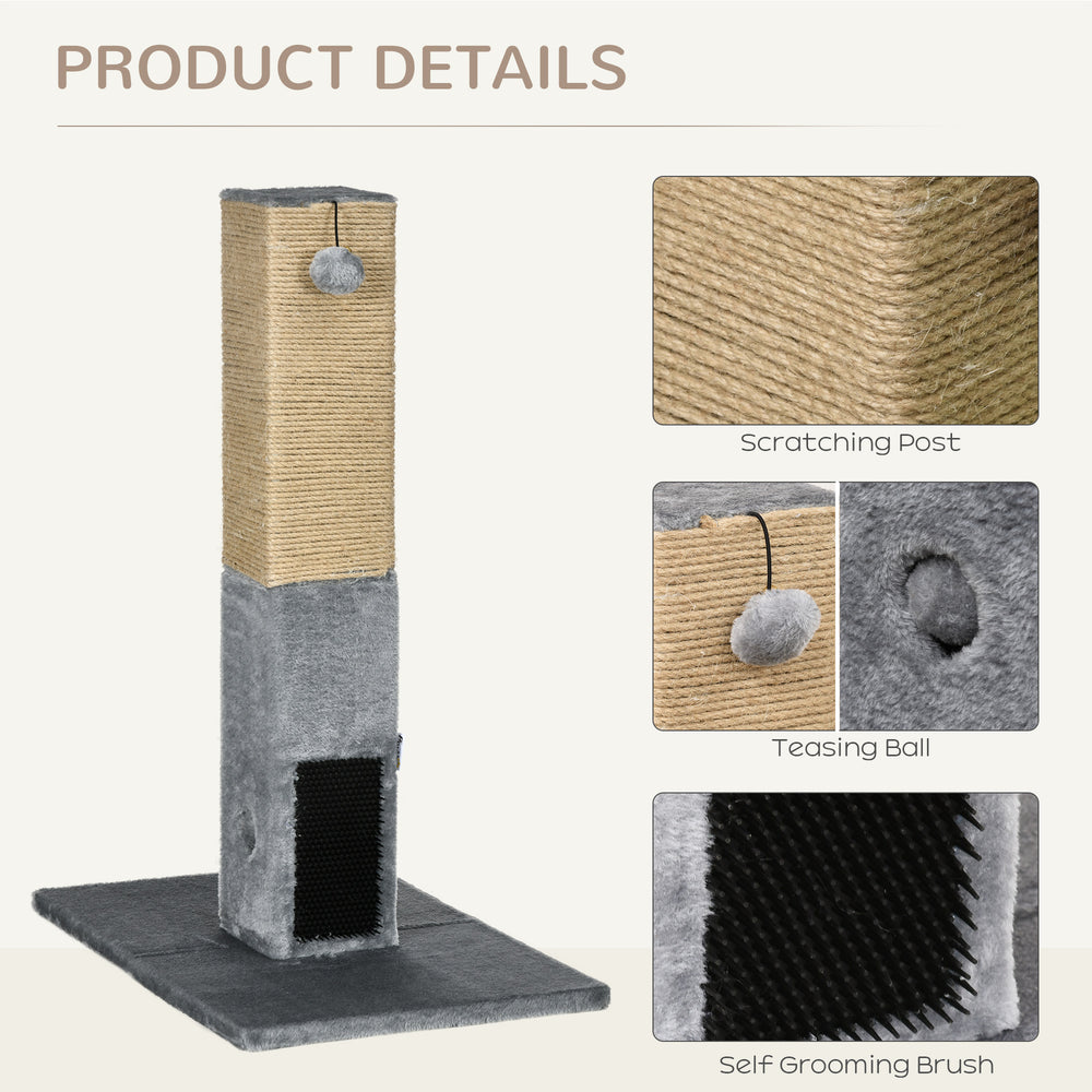 31" Tall Cat Scratching Post for Indoor Cats with Hanging Balls, Grooming - view 4