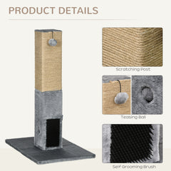 31" Tall Cat Scratching Post for Indoor Cats with Hanging Balls, Grooming - view 4