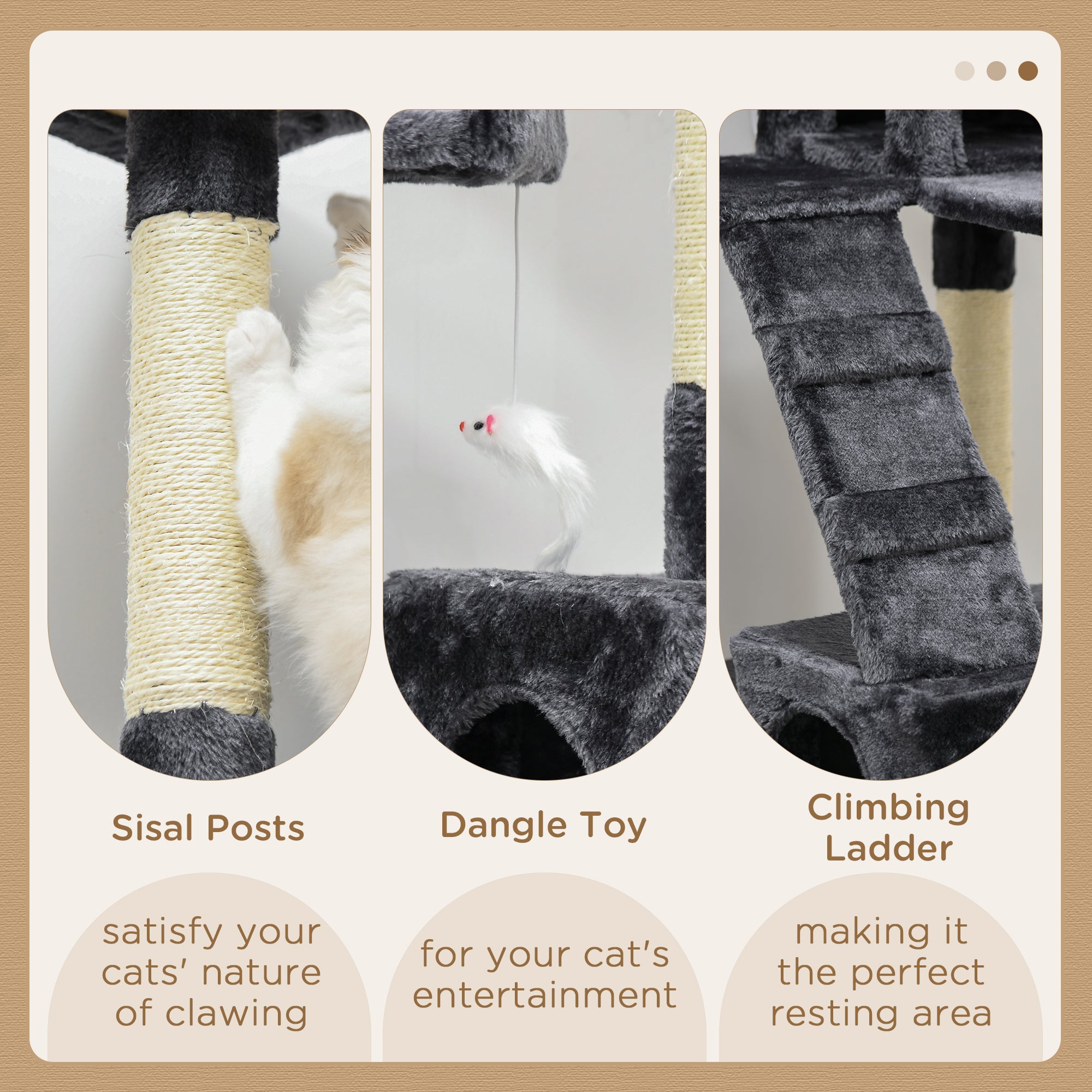 68-inch Multi-Level Cat Scratching Tree Kitty Activity Center Post Tower Condo - view 4