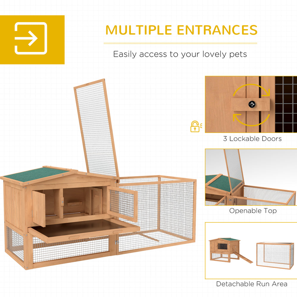 62'' L 2-Story Rabbit Hutch Bunny Cage Small Animal House with Pull Out Tray - view 3