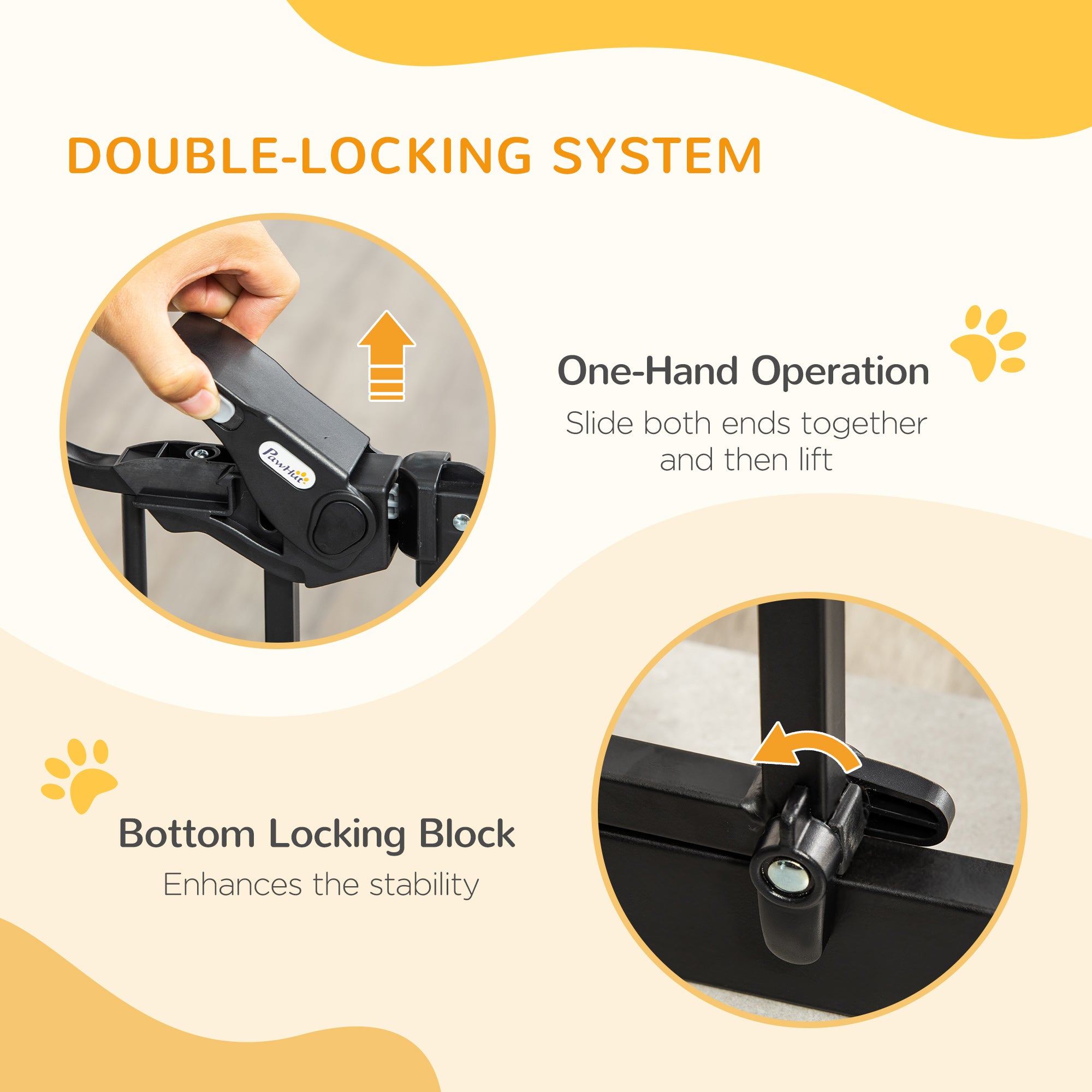 29.1''-41.3'' Extra Wide Dog Gate with Cat Door, Stair Pressure Fit, Auto - view 3