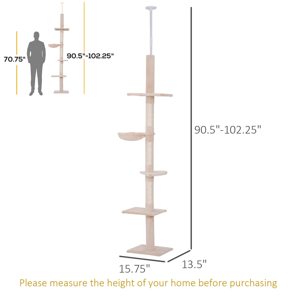 8.5ft Cat Climbing Tree 5-Tier Kitty Activity Center with Scratching Post - view 2