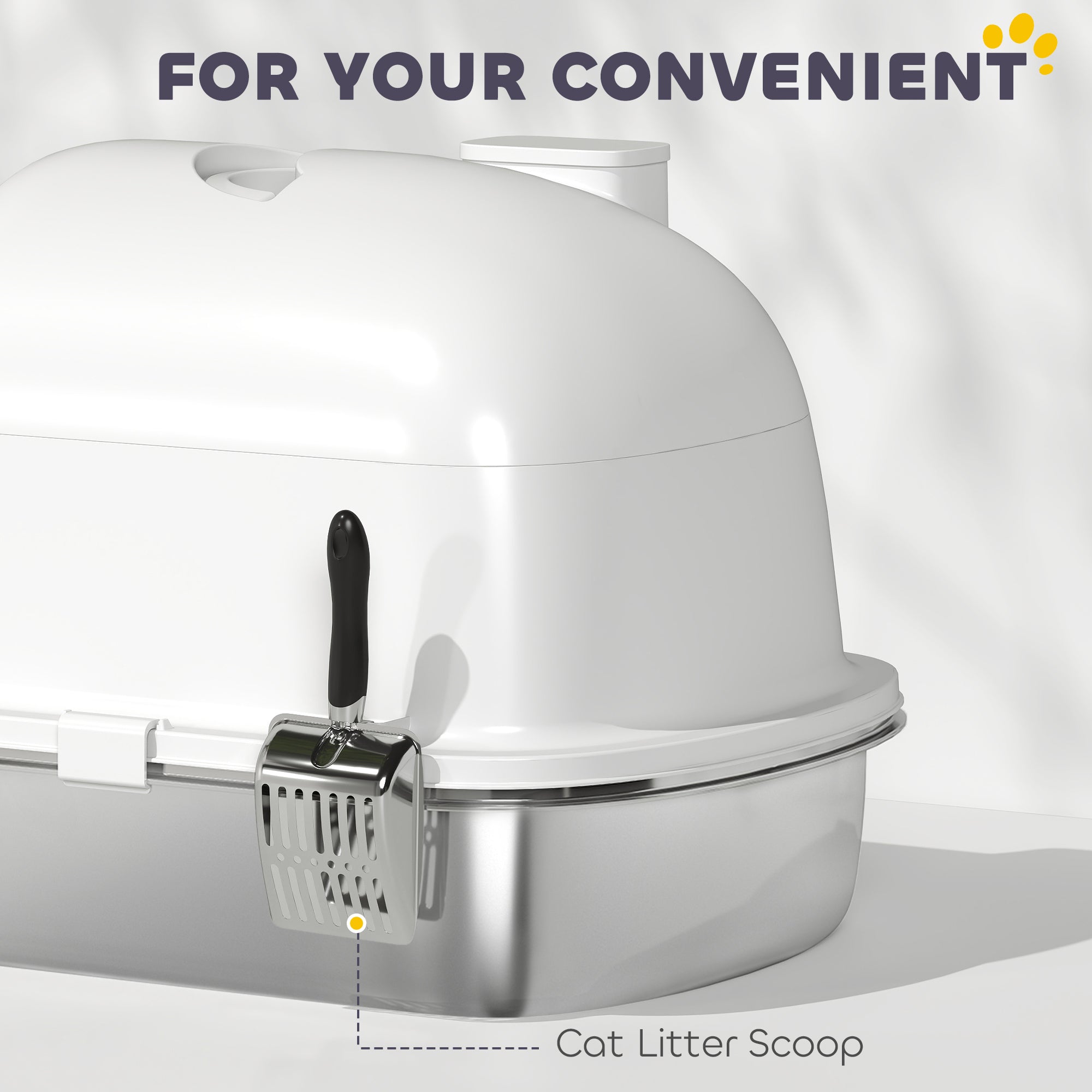 Enclosed Stainless Steel Litter Box, Metal Cat Litter Box with Scoop - view 5