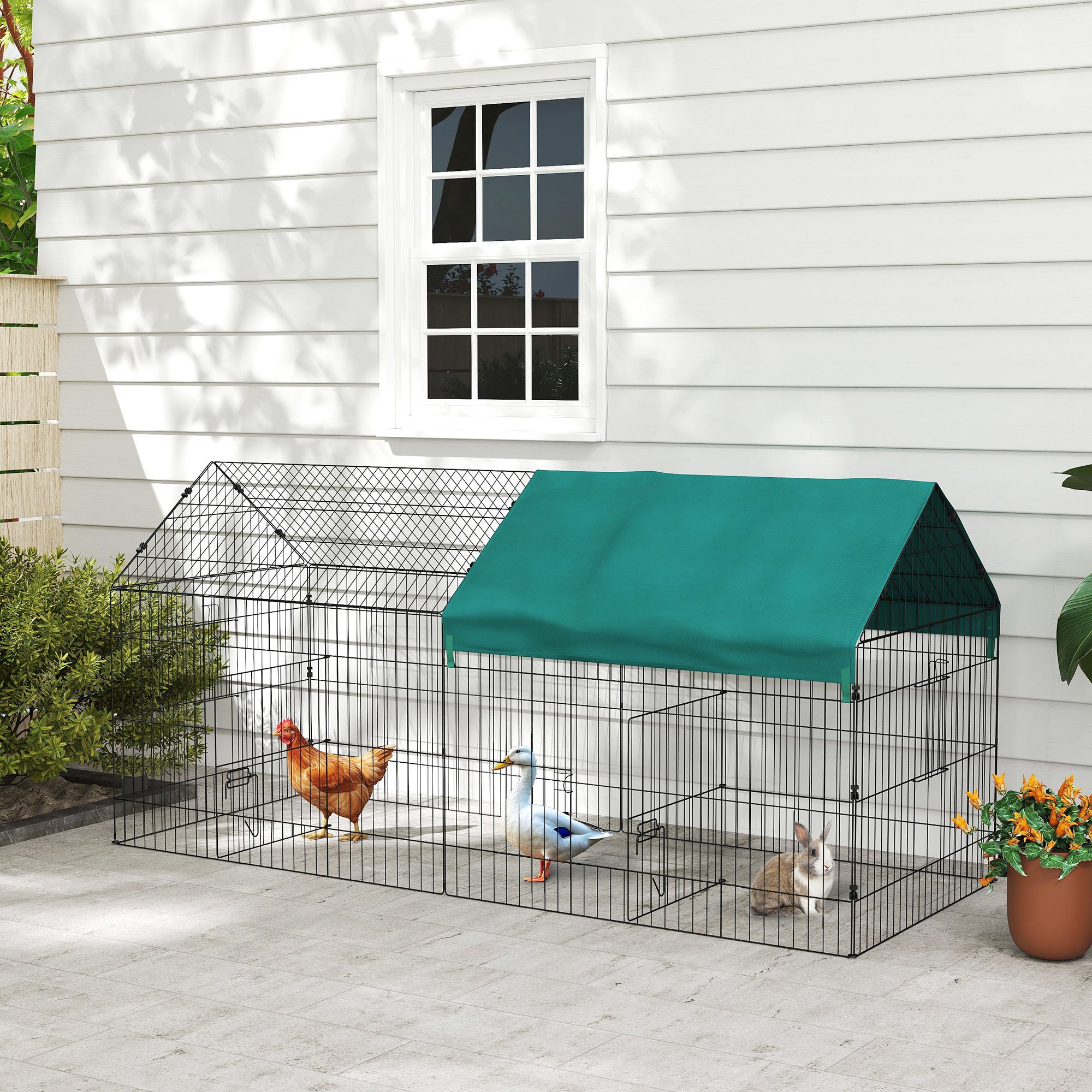 87" Small Animal Cage with Roof, Indoor/Outdoor Use, for Chicken, Rabbits - view 7