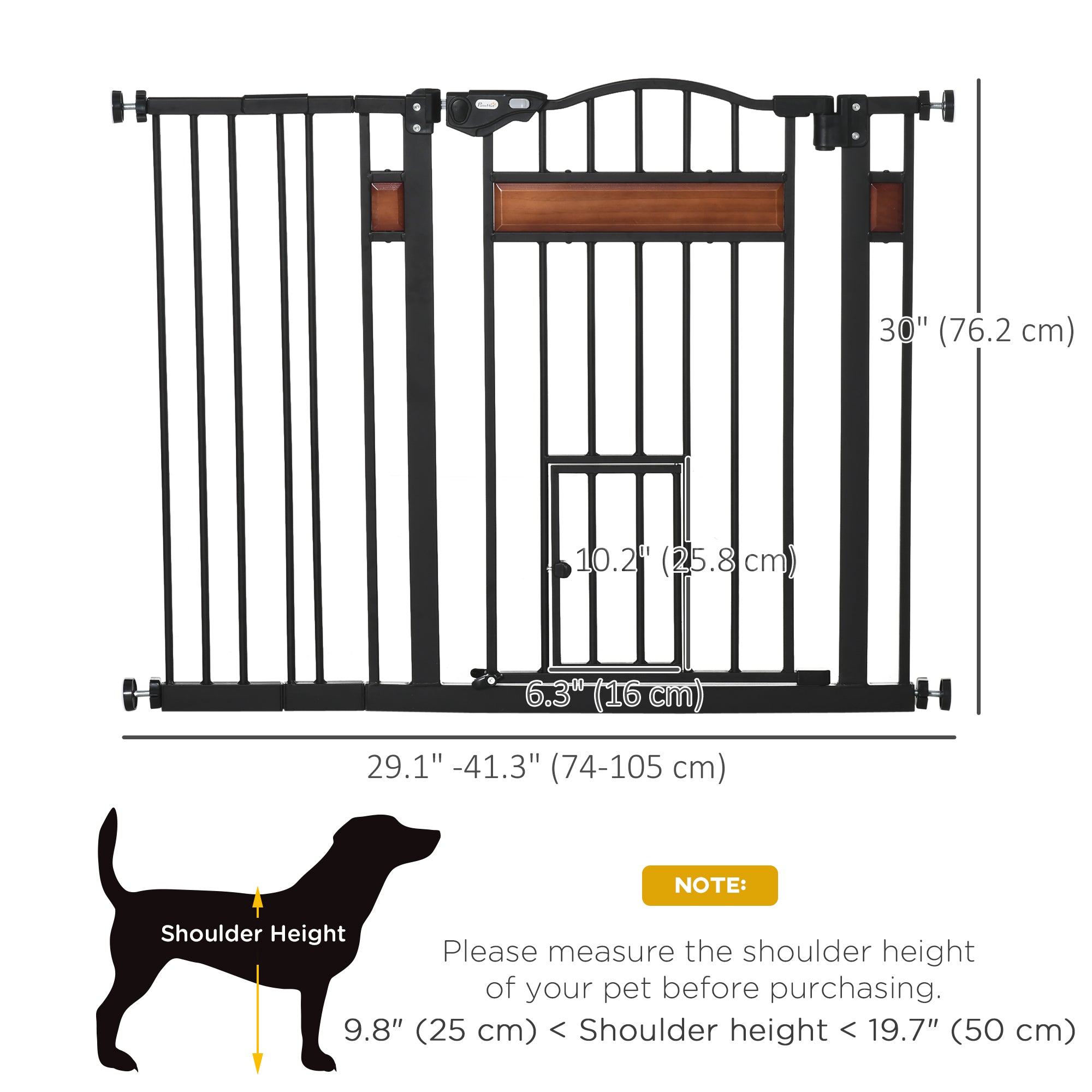 29.1''-41.3'' Extra Wide Dog Gate with Cat Door, Stair Pressure Fit, Auto - view 2