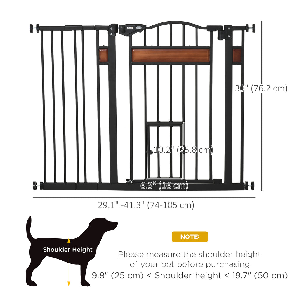 29.1''-41.3'' Extra Wide Dog Gate with Cat Door, Stair Pressure Fit, Auto - view 2
