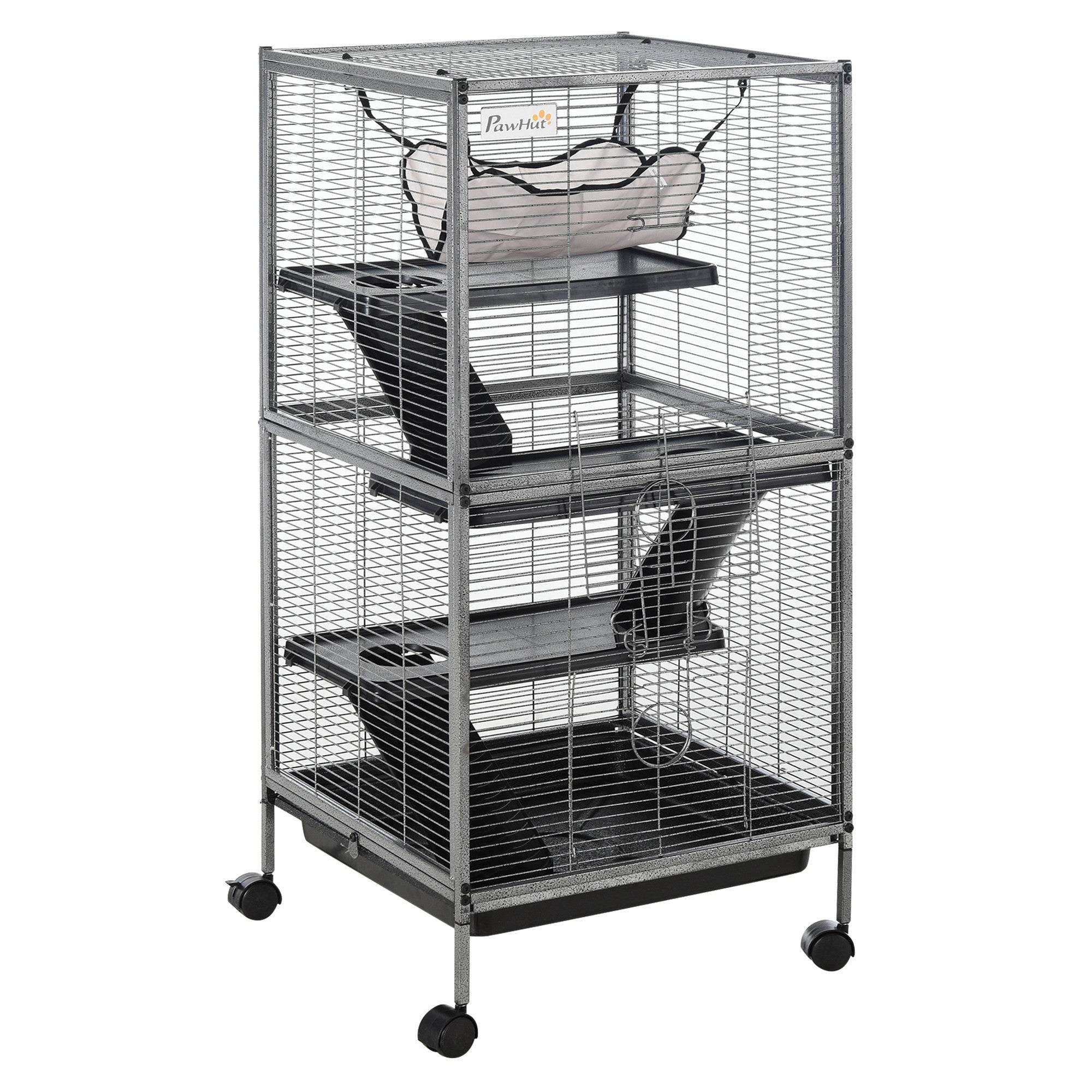 4-Tier Rolling Small Animal Cage, Deluxe Ferret Cage for Mink Chinchilla Kitten
