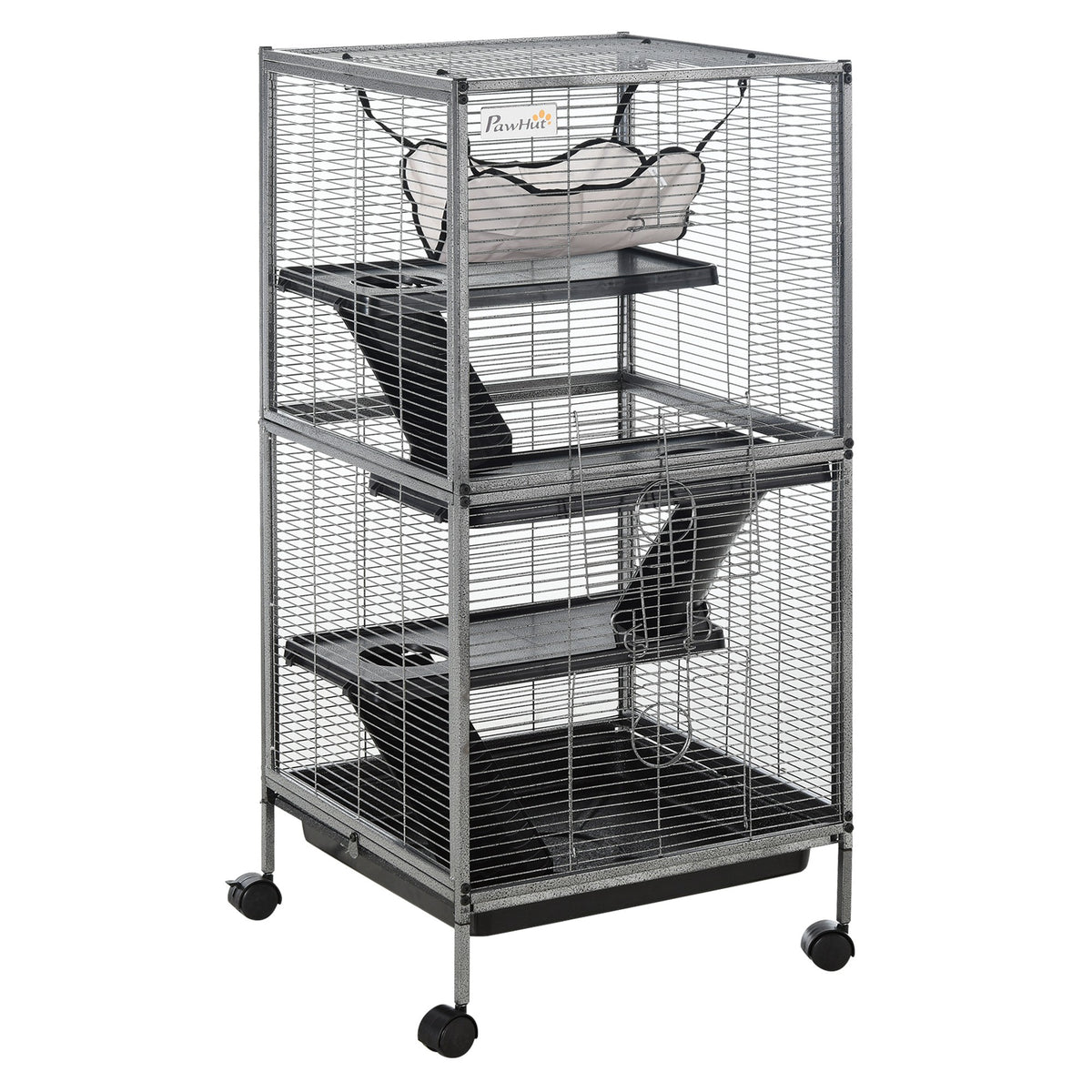 4-Tier Rolling Small Animal Cage, Deluxe Ferret Cage for Mink Chinchilla Kitten