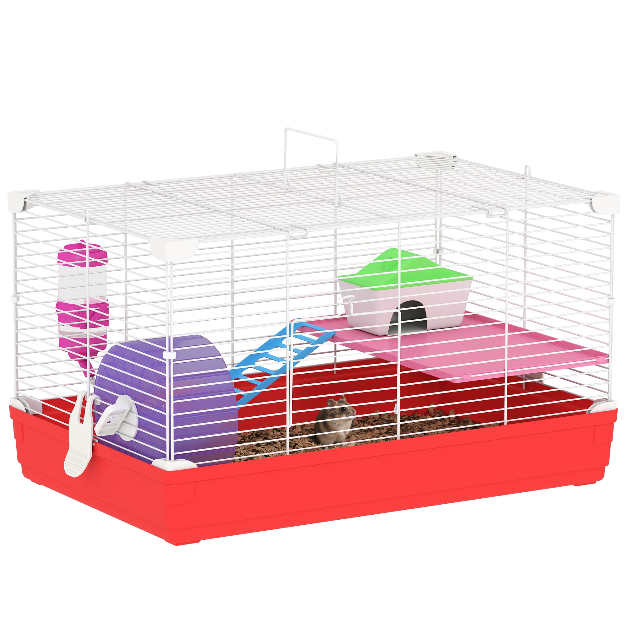 18.5'' Hamster Cage with Exercise Wheel and Water Bottle Dishes, Rat House