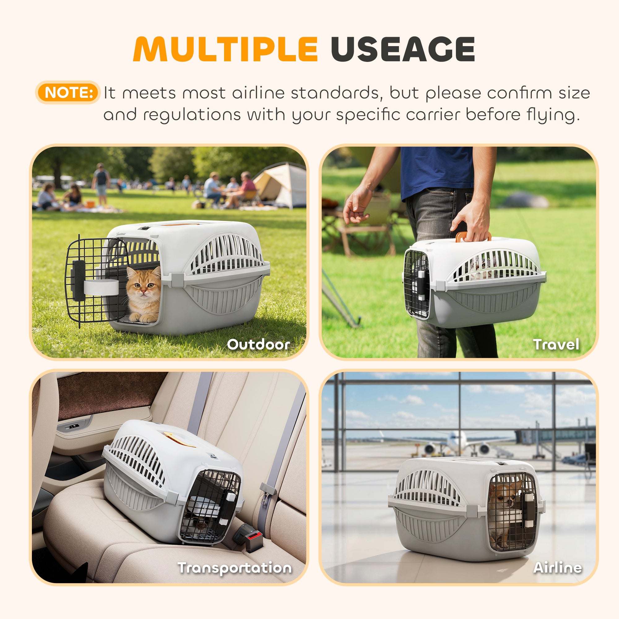 Airline Approved Pet Carrier for Mini Dogs and Cats with Steel Wire Door, Water - view 3