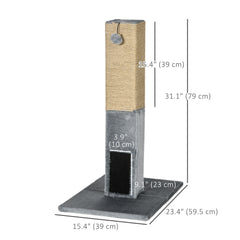 31" Tall Cat Scratching Post for Indoor Cats with Hanging Balls, Grooming - view 2