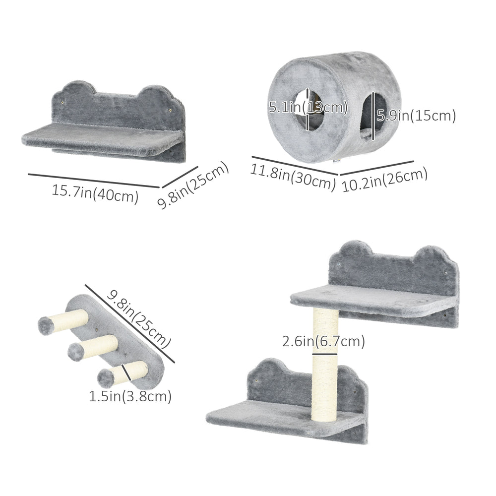 4 PCs 9.3" H Cat Wall Shelves, Pet Wall-mounted Climbing Shelf Set, Kitten - view 2