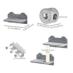 4 PCs 9.3" H Cat Wall Shelves, Pet Wall-mounted Climbing Shelf Set, Kitten - view 2