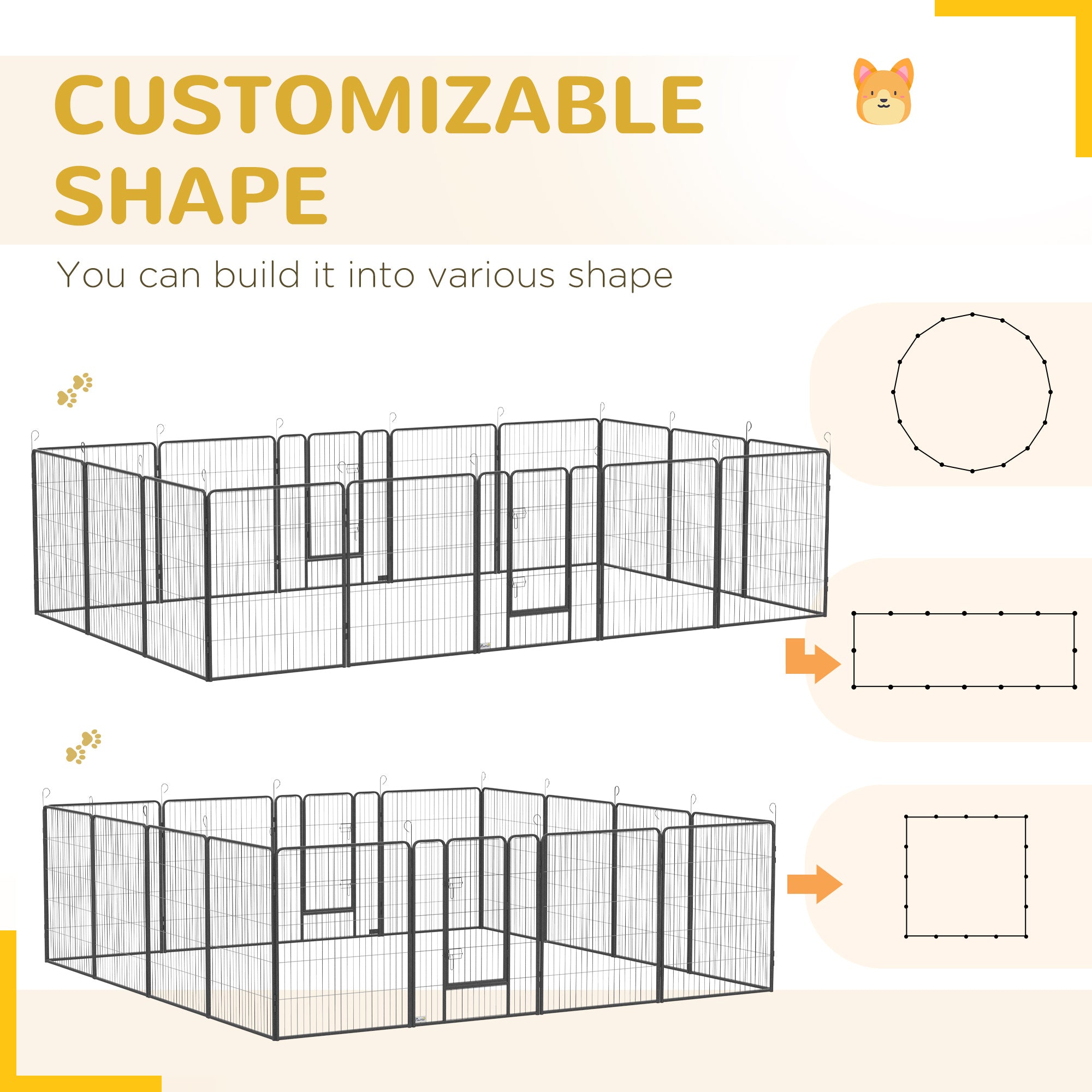 16 Panel 39" Height Heavy Duty Dog Playpen for Small Medium Large Dogs - view 4