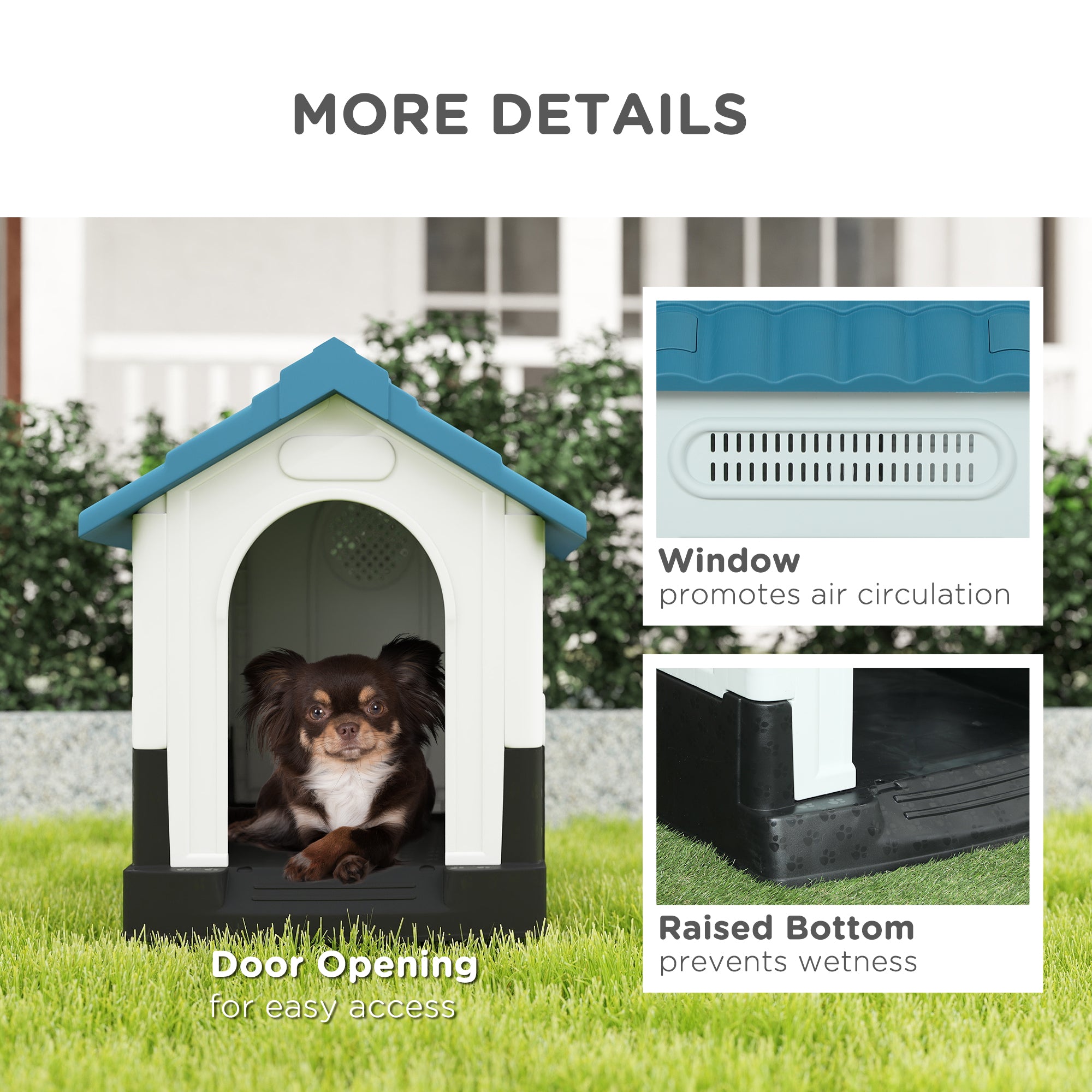 Outside Dog Kennel House with Windows, Base Support, for Garden Patio - view 6