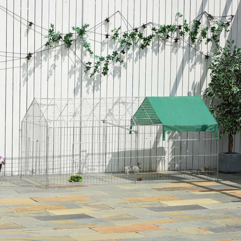 Pet Playpen with Roof, Metal Guinea Pig Cage, Rabbit Pen, Chicken Coop Run - view 7