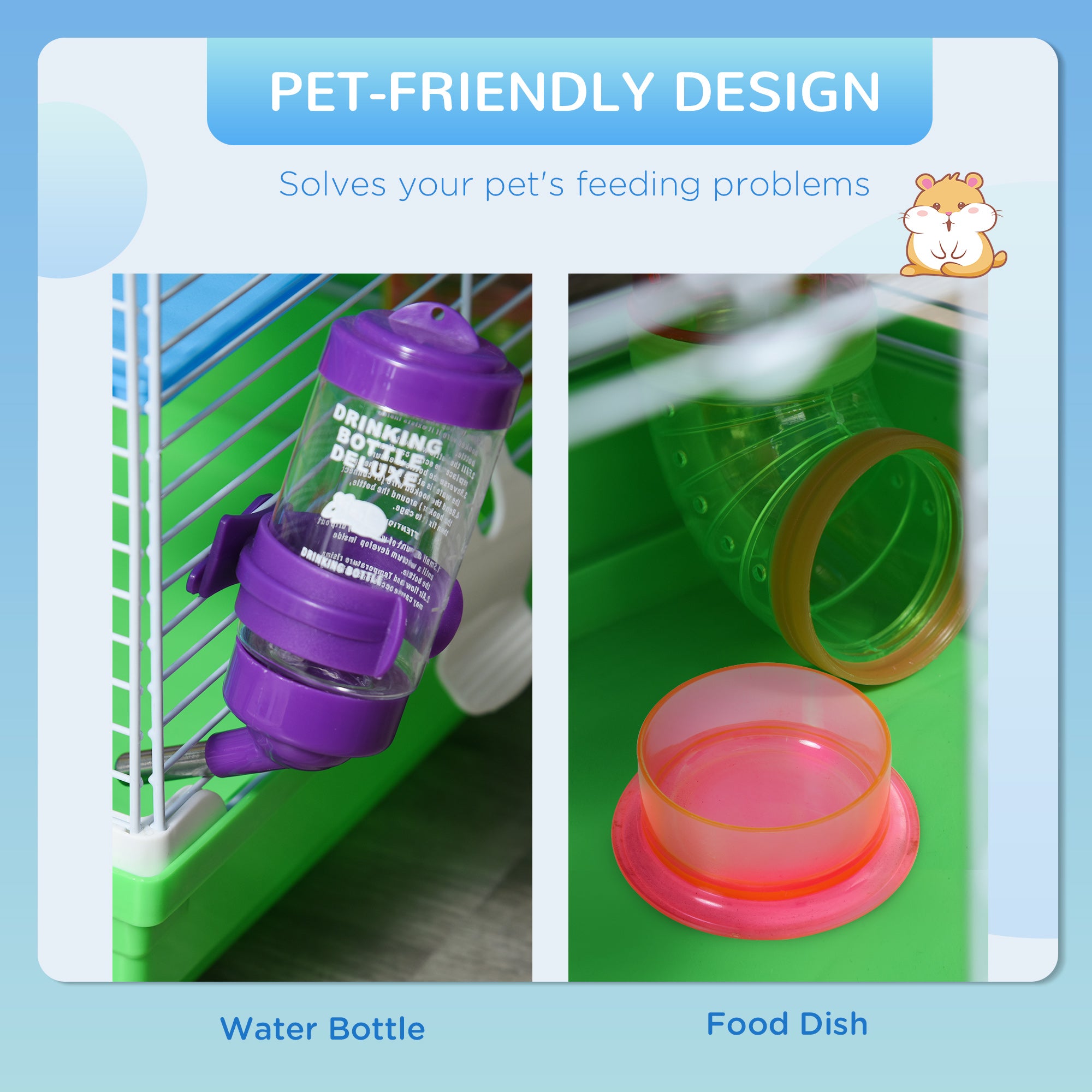 5 Tiers Hamster Cage Portable with Exercise Wheels Play Tube Water Bottle - view 6