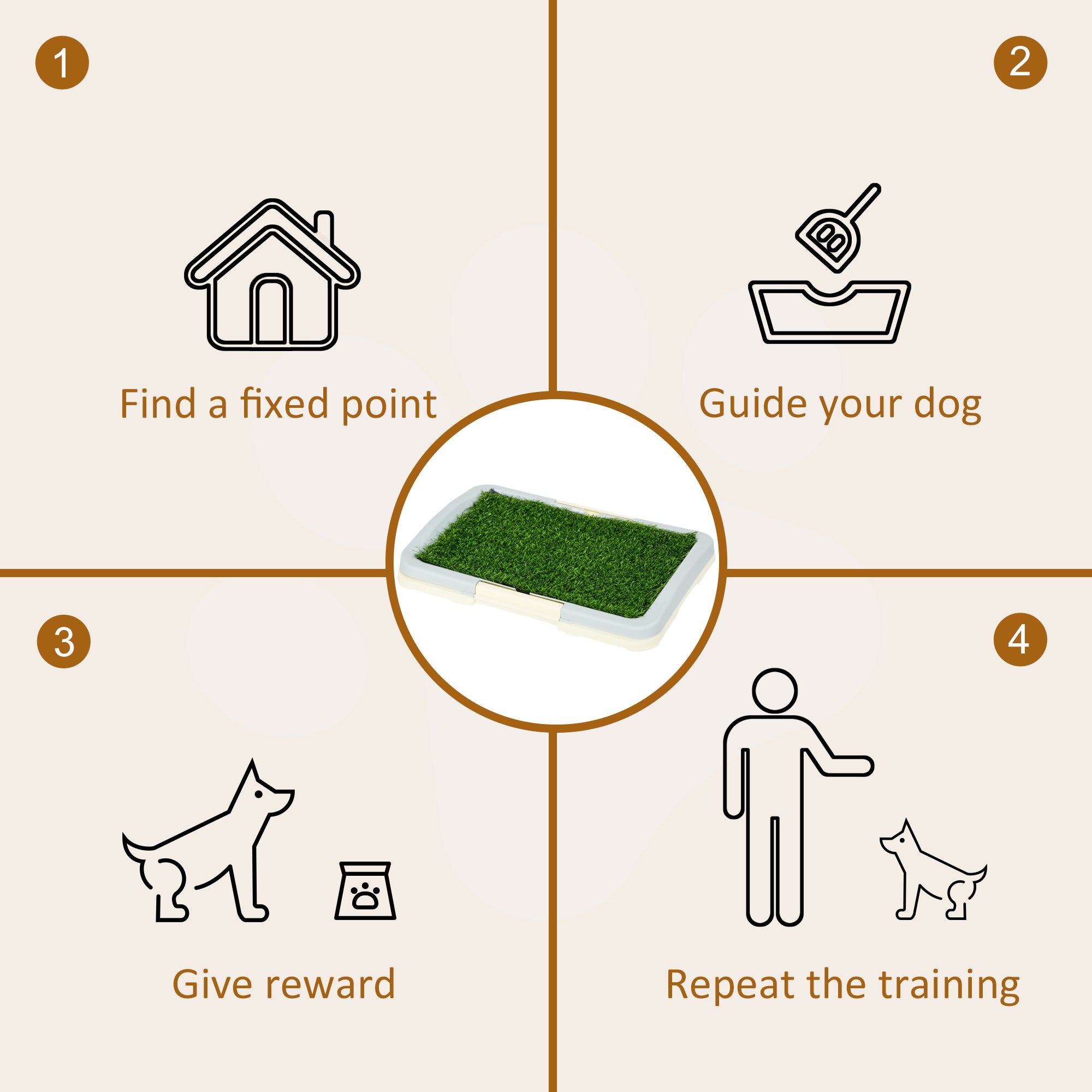 Puppy Training Pad, Indoor Portable Puppy Pad, with Artificial Grass, Grid - view 6