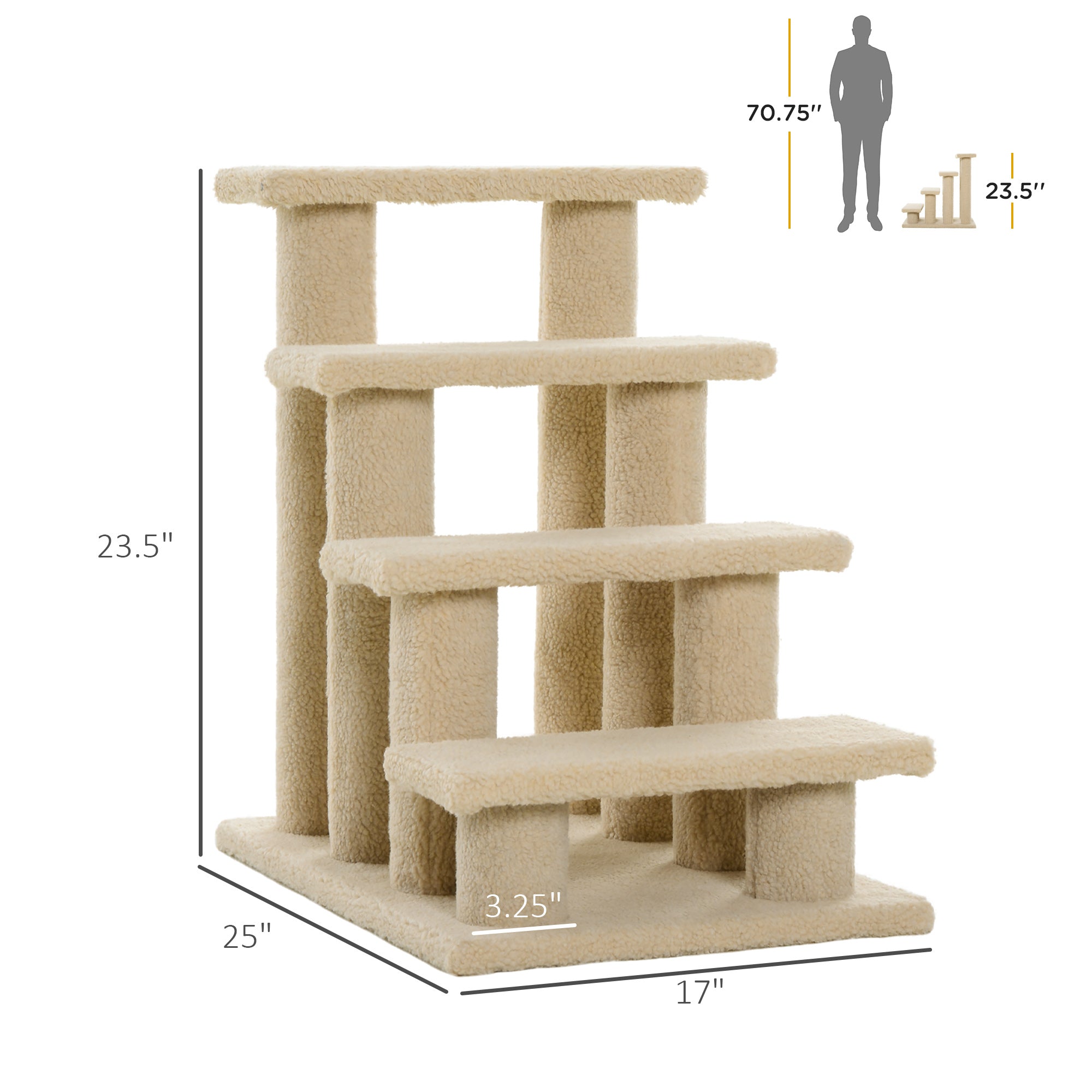 23.5" 4 Tier Pet Stairs Dog Cat Step Scratch Post Furniture - view 2