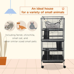 4-Tier Rolling Small Animal Cage, Deluxe Ferret Cage for Mink Chinchilla Kitten - view 3