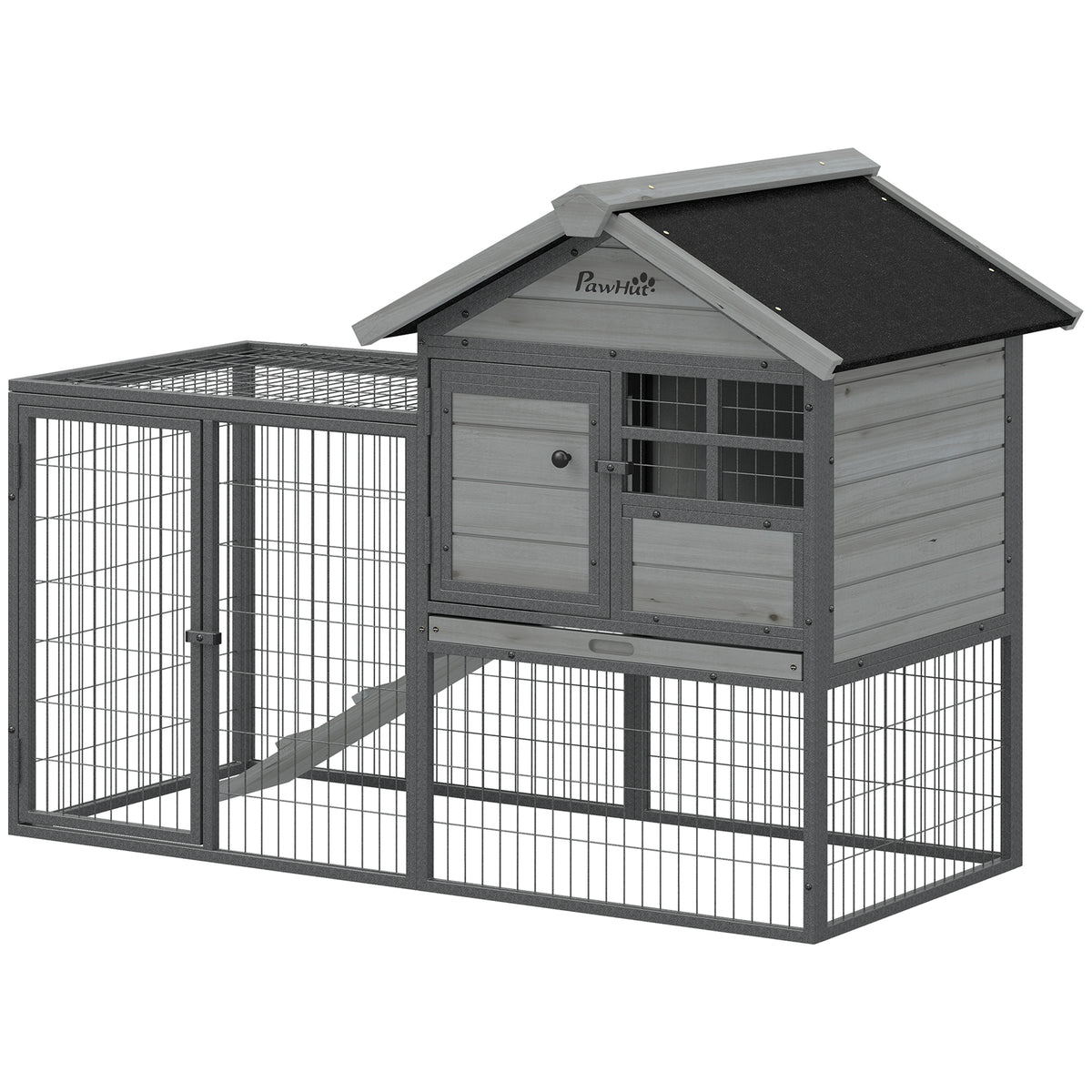 Rabbit Hutch Outdoor, 48"L Large Wooden Bunny Cage with Run