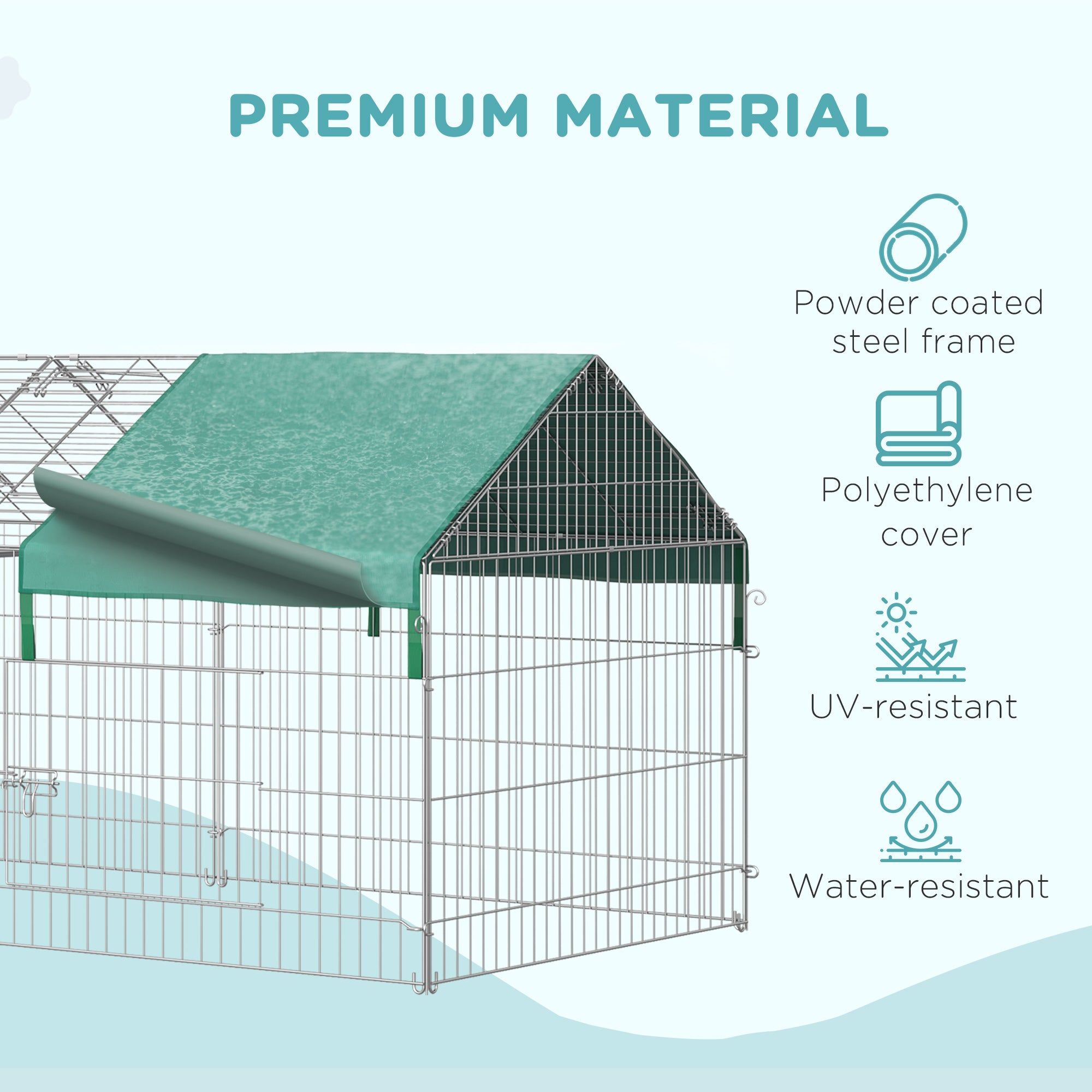 Pet Playpen with Roof, Metal Guinea Pig Cage, Rabbit Pen, Chicken Coop Run - view 3