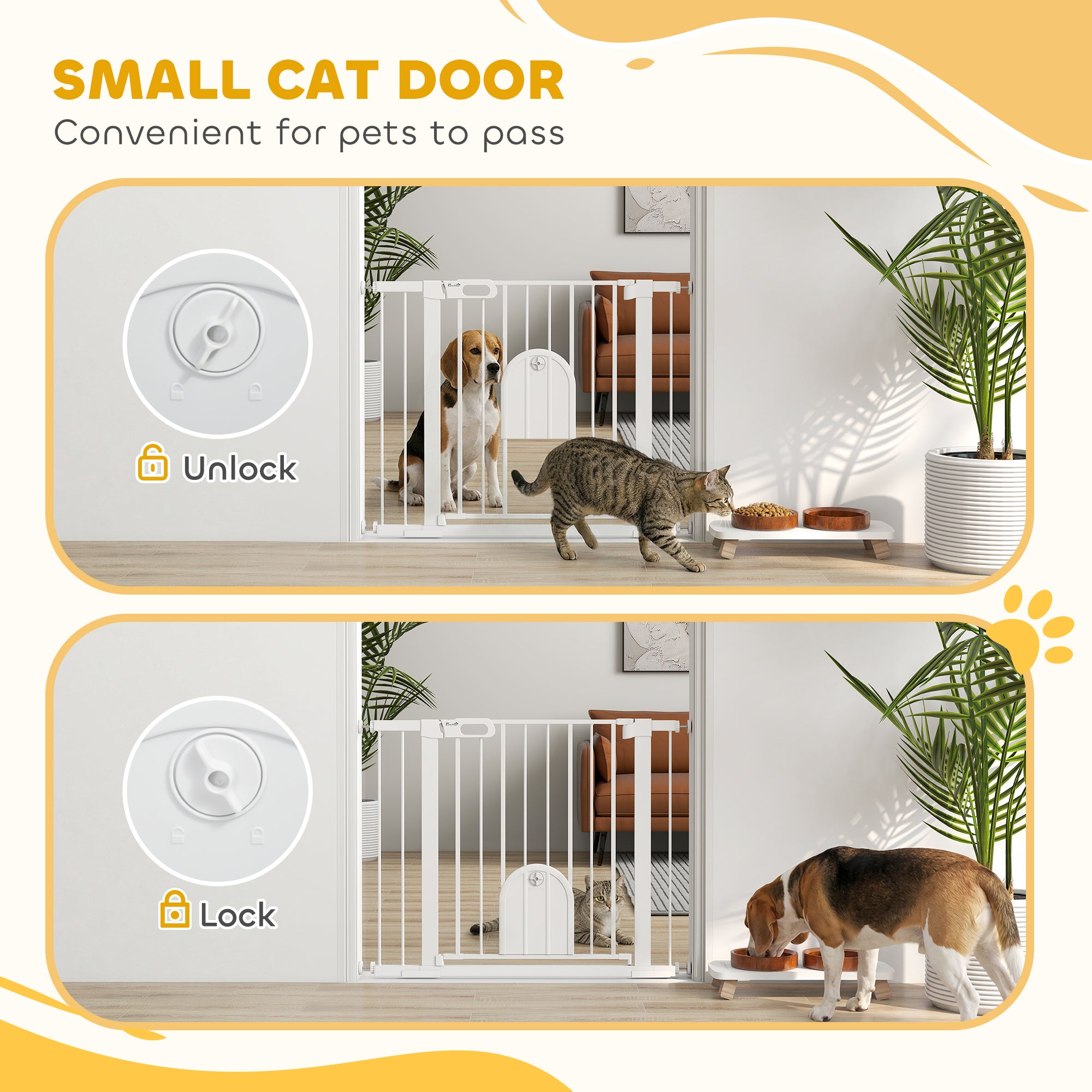 30"-41" Extra Wide Pet Gate Barrier with Small Door, 30"H Dog Gate with Safety - view 5