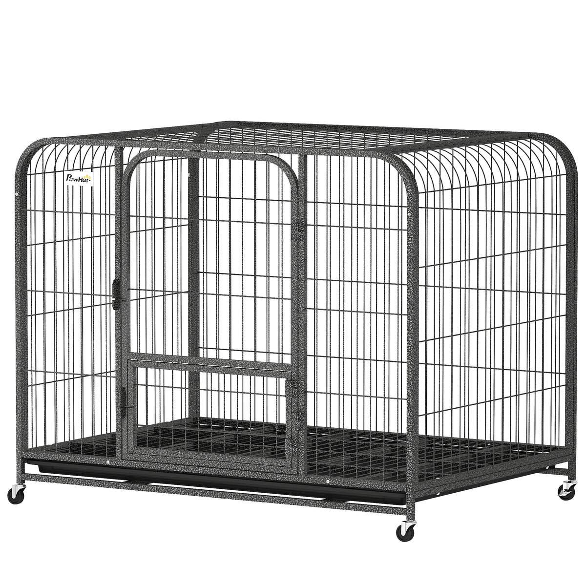 43 Inch Heavy Duty Dog Crate, Extra Large Metal Dog Cage with Lockable Wheels