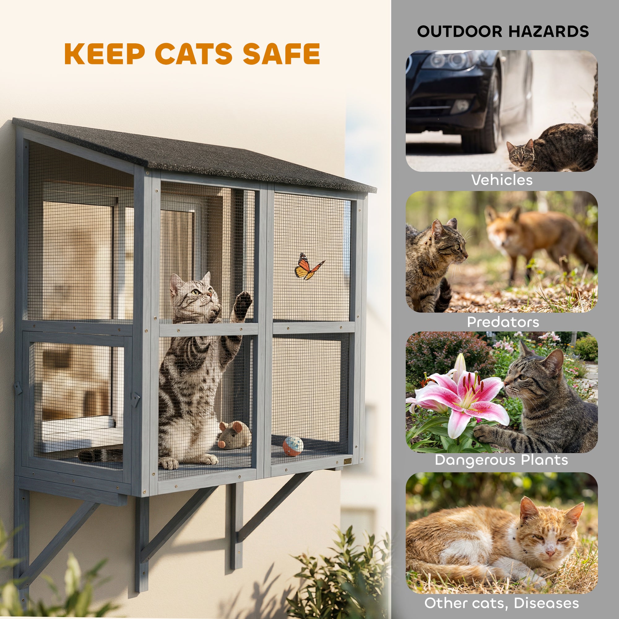 Catio Outdoor Cat Enclosure Wall-Mounted 2-Level Outdoor Cat House - view 5