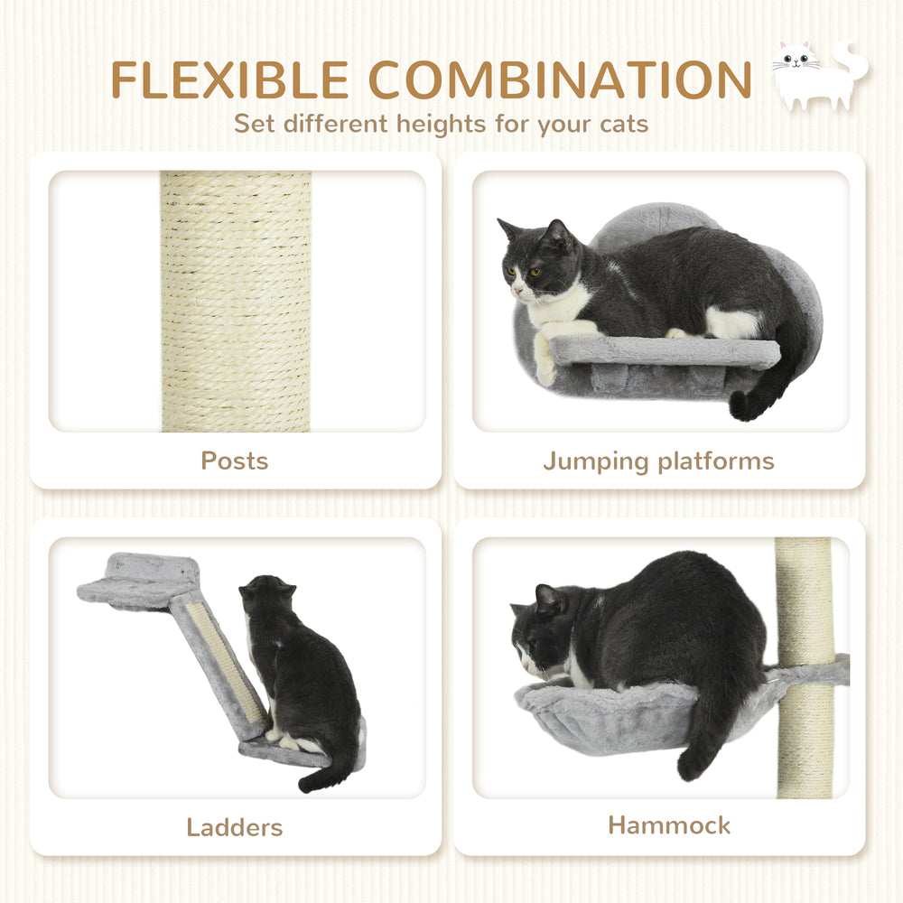 3PCs Cat Shelves with Hammock, Scratching Posts, Platforms Cat Wall Shelf - view 4