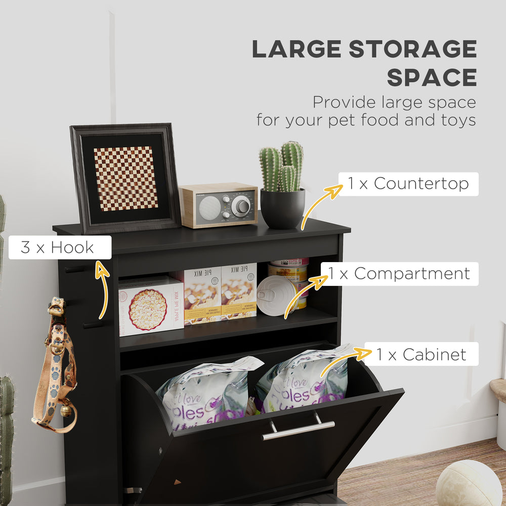 Pet Feeder Station Storage Cabinet, Dog Food Storage Container with Dog Raised - view 4