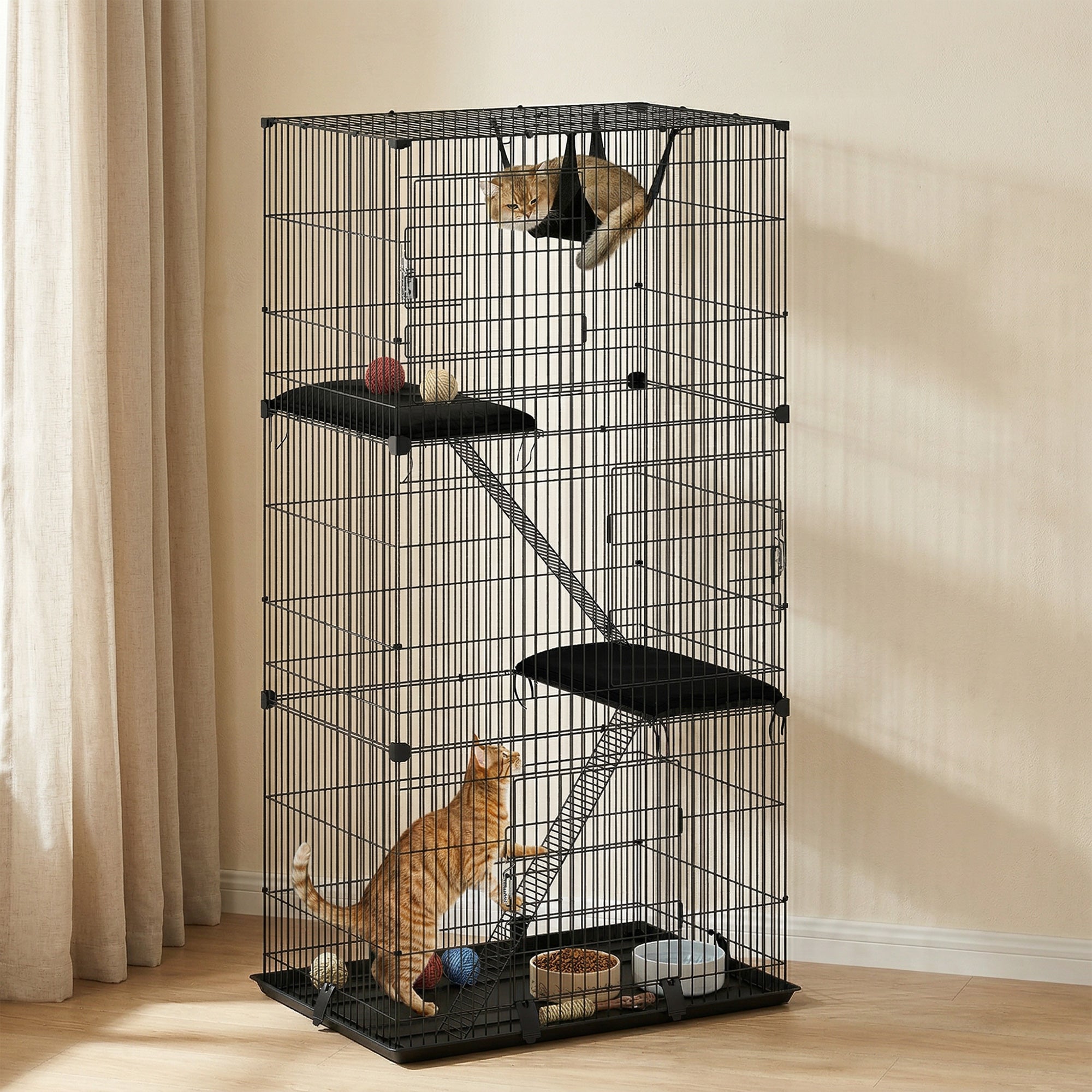 3-Tier Cat Cage Indoor, Detachable Metal Wire Kennel withwith Hammock - view 7