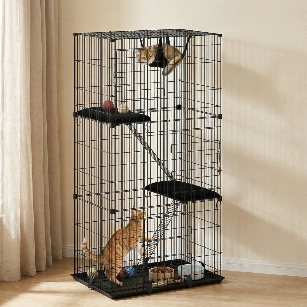 3-Tier Cat Cage Indoor, Detachable Metal Wire Kennel withwith Hammock - view 7